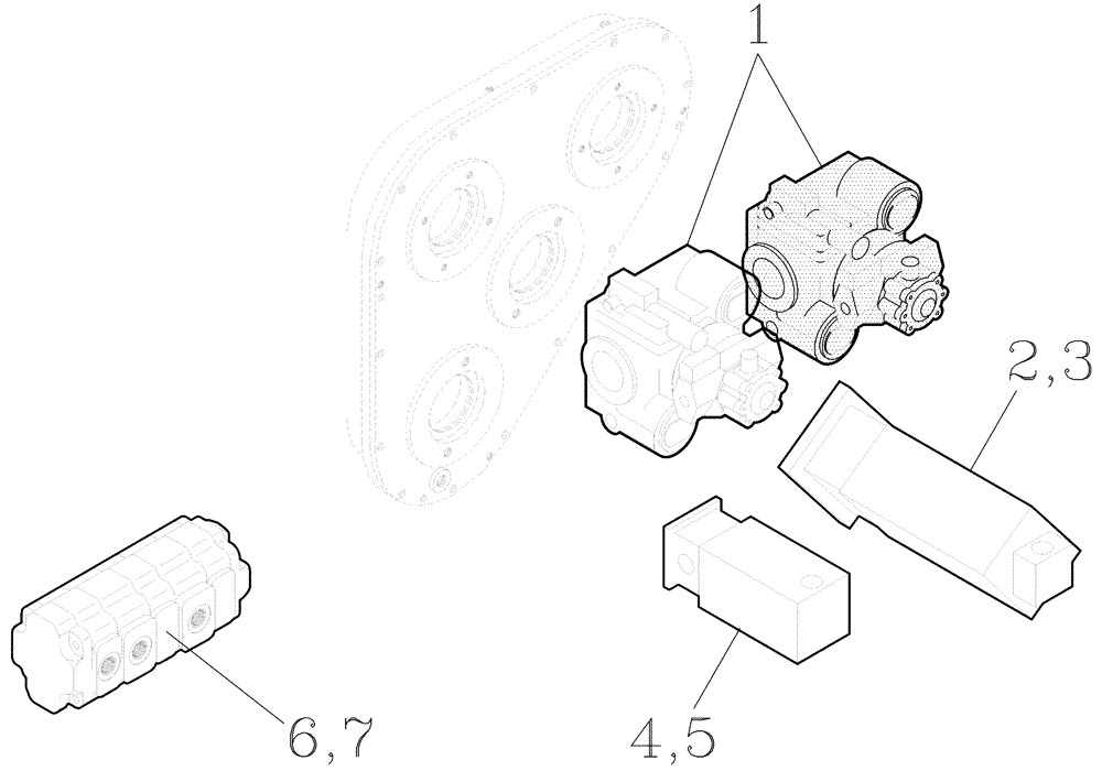 Схема запчастей Case IH 7700 - (B01[05]) - HYDRAULIC PUMPS {Location} Hydraulic Components & Circuits