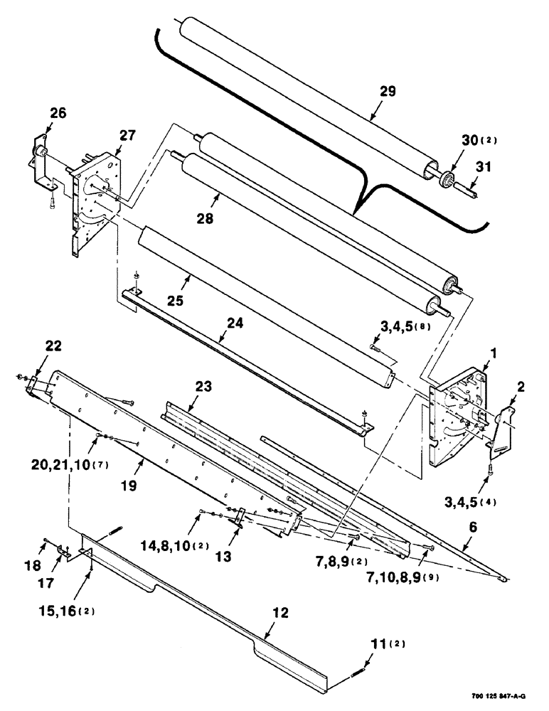 Схема запчастей Case IH 8465 - (9-70) - MESH WRAP ROLLER ASSEMBLY, SERIAL NUMBER CFH0073001 THROUGH CFH0073010 Decals & Attachments