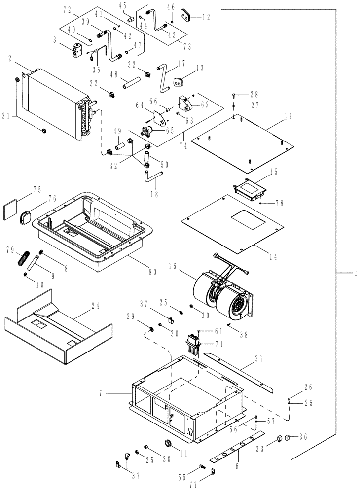 Схема запчастей Case IH MX305 - (09-44[01]) - AIR CONDITIONING - CLIMATE CONTROL UNIT, WITH AUTO TEMP CONTROL - HVAC UNIT SN PRIOR TO BIH011024 (09) - CHASSIS/ATTACHMENTS