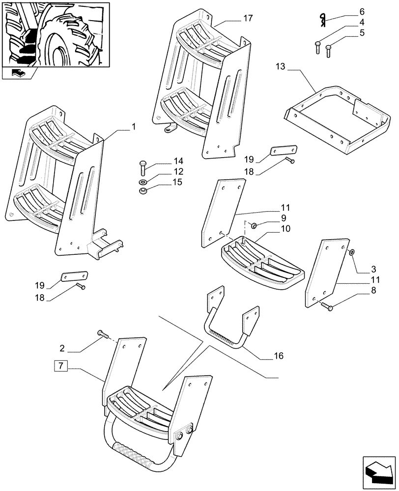 Схема запчастей Case IH PUMA 195 - (1.90.2) - FOOT STEP (10) - OPERATORS PLATFORM/CAB