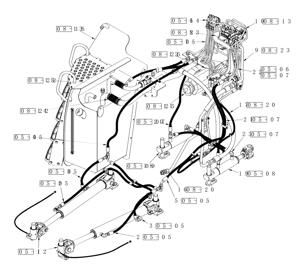 Схема запчастей Case IH STEIGER 335 - (01A-05) - HYDRAULICS - STEERING CIRCUIRTY, WITH ACCUSTEER (00) - PICTORIAL INDEX