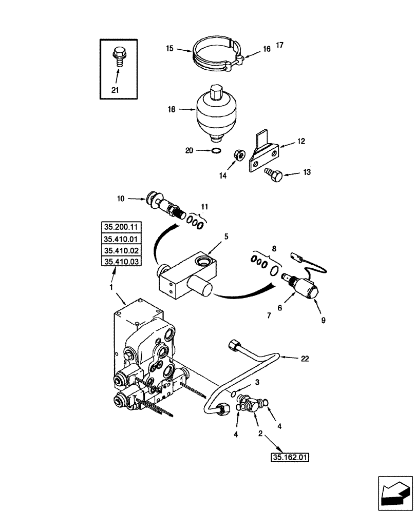 Схема запчастей Case IH 2577 - (35.204.12) - ACCUMULATOR - MOUNTING AND SYSTEM (35) - HYDRAULIC SYSTEMS