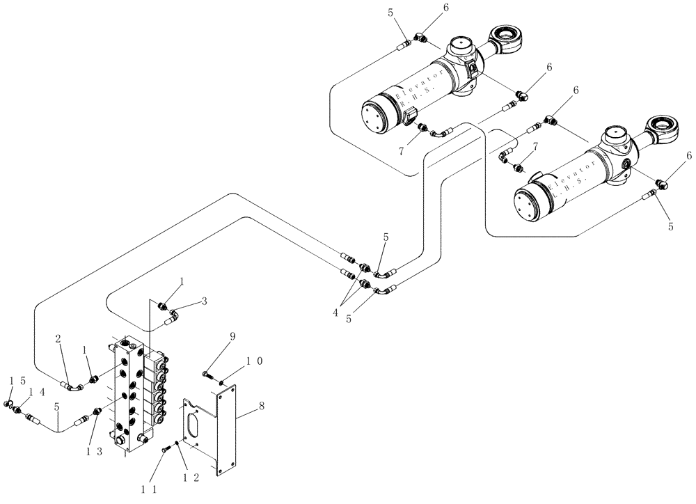 Схема запчастей Case IH 7700 - (B10.04[01]) - Hydraulic Circuit {Elevator Slew} (35) - HYDRAULIC SYSTEMS