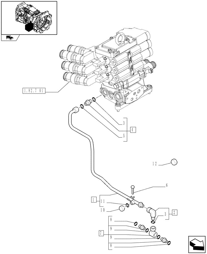 Схема запчастей Case IH MAXXUM 120 - (1.21.2[03]) - (CL.3) SUSPENDED FRONT AXLE - PIPES (VAR.330414-330427) (03) - TRANSMISSION