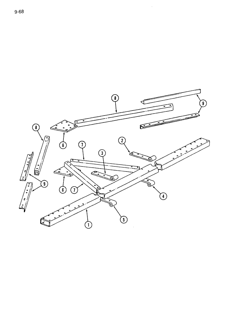 Схема запчастей Case IH 7200 - (9-068) - CENTER HITCH AND STABILIZER - TWO DRILL, MACHINES BUILT 1985 (09) - CHASSIS/ATTACHMENTS