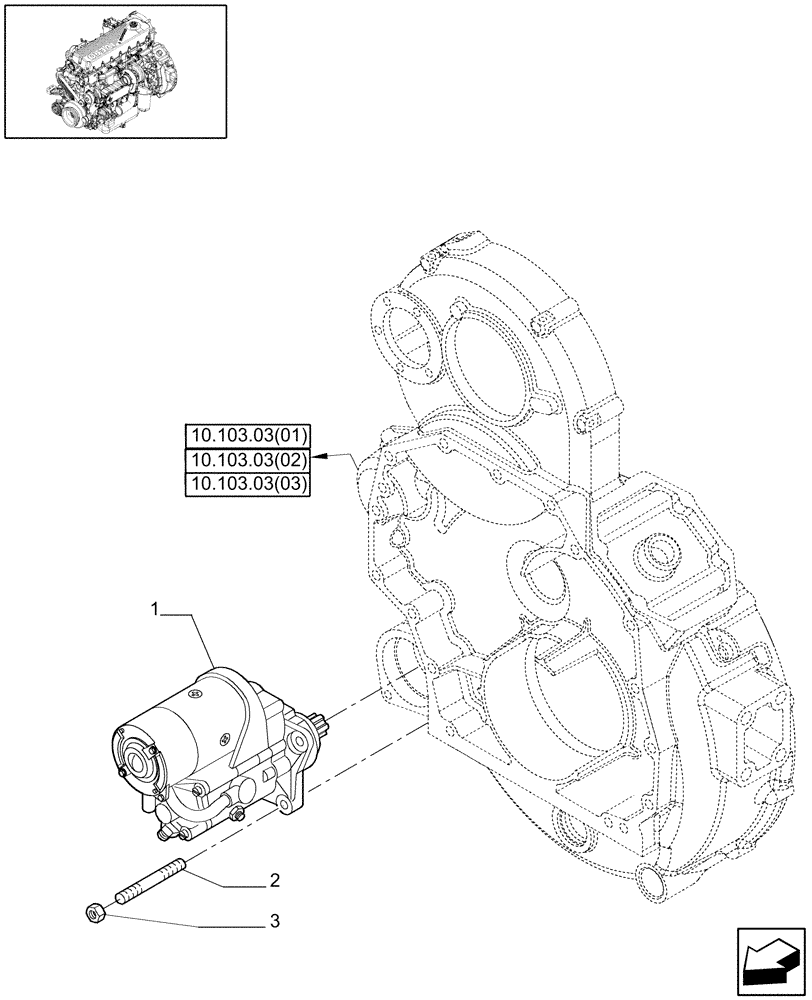 Схема запчастей Case IH 7120 - (10.201.01[01]) - STARTER MOTOR - 7120 (10) - ENGINE