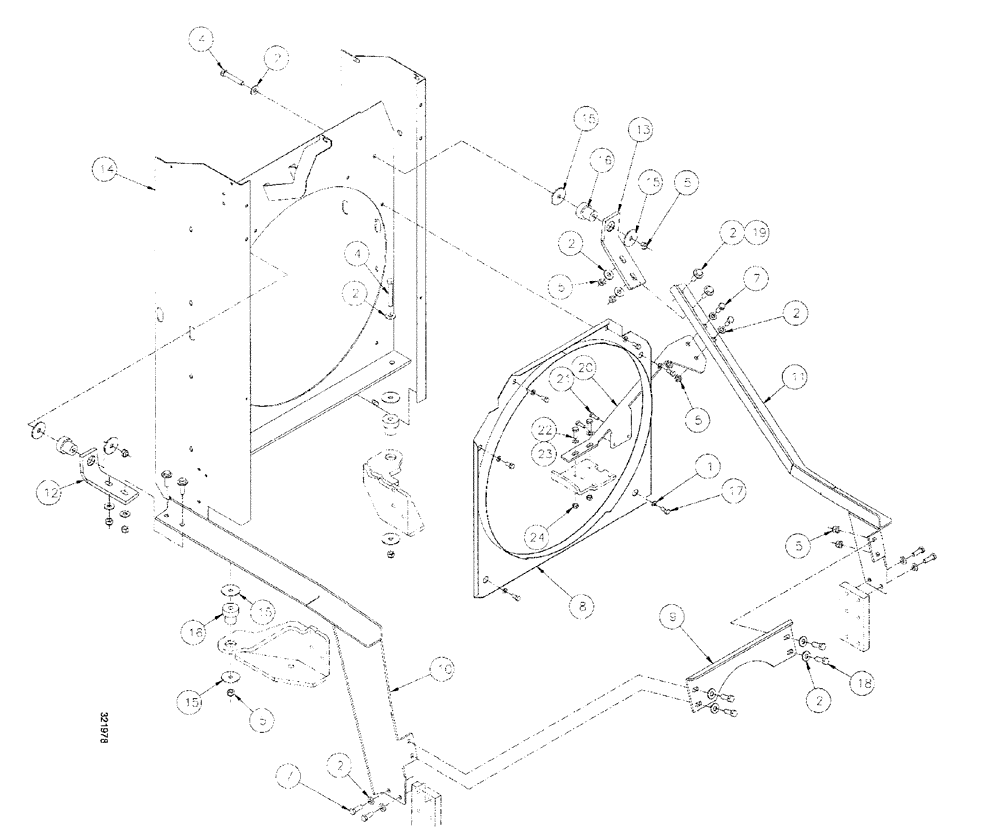 Схема запчастей Case IH SPX3200 - (03-074) - SHROUD MOUNTING GROUP (10) - ENGINE