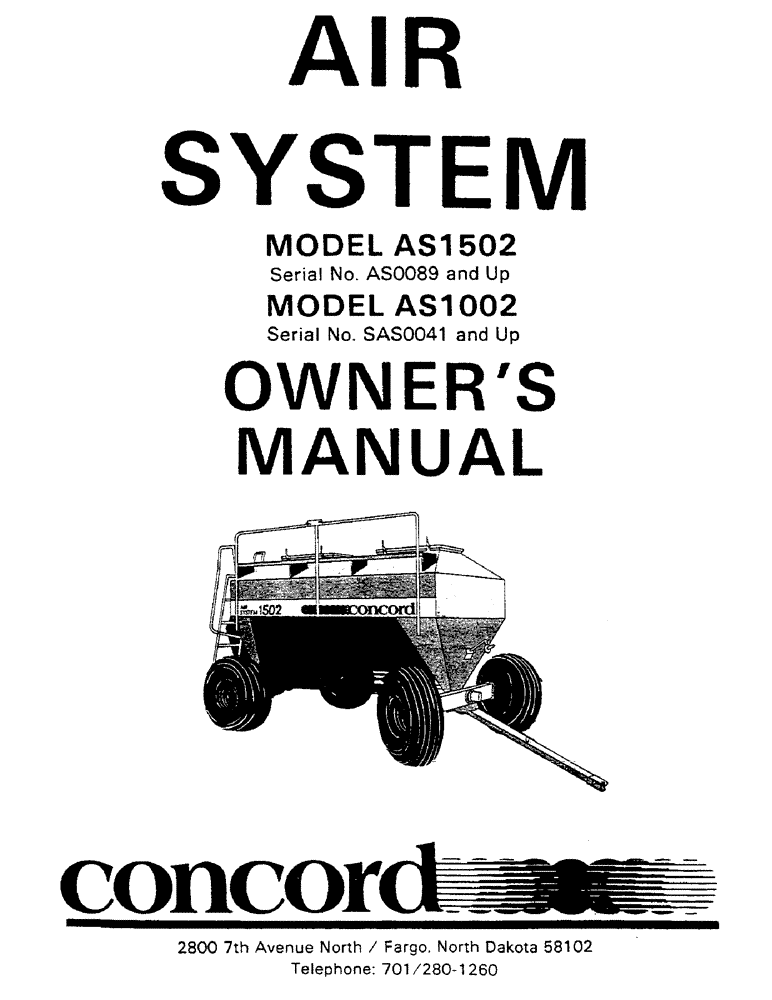 Схема запчастей Case IH AS1002 - (01) - AIR SYSTEM (MODEL AS1502, MODEL AS1002) OWNERS MANUAL (00) - GENERAL & PICTORIAL INDEX