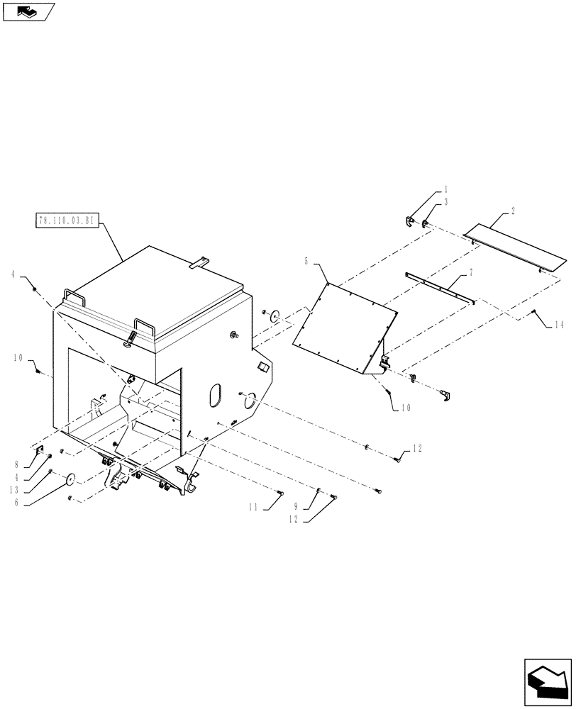 Схема запчастей Case IH 810 - (78.110.03.BH) - DOUBLE BIN, SUPPLEMENTAL ASSEMBLY, RH, 50 CUBIC FEET (78) - SPRAYING