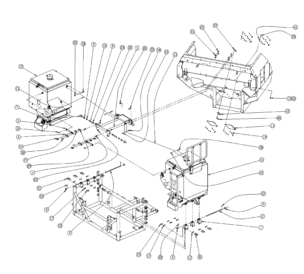 Схема запчастей Case IH 438 - (03-007) - BIN MOUNT GROUP DOUBLE BIN Bin Group