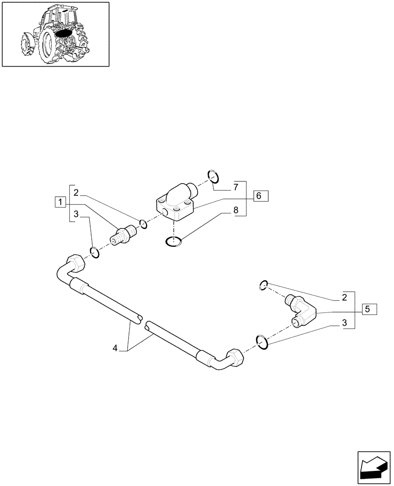 Схема запчастей Case IH MXU135 - (1.82.1/05) - (VAR.361-363-375-376-377-378) CCLS (EDC) ELECTRONIC CONTROL VALVES - CONTROL VALVE PIPES (07) - HYDRAULIC SYSTEM