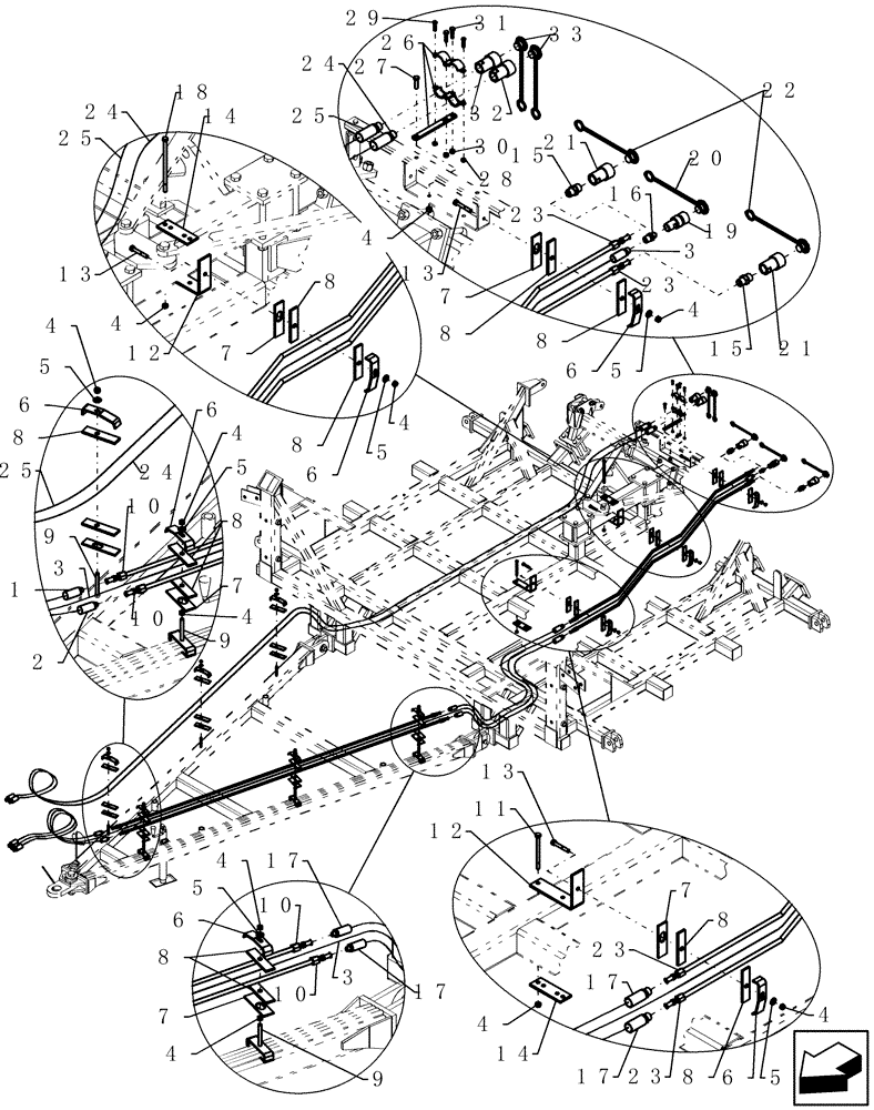 Схема запчастей Case IH ADX3380 - (A.10.A[20]) - TBH HYD LINES ACROSS ATX (ASN CBJ0004442) A - Distribution Systems