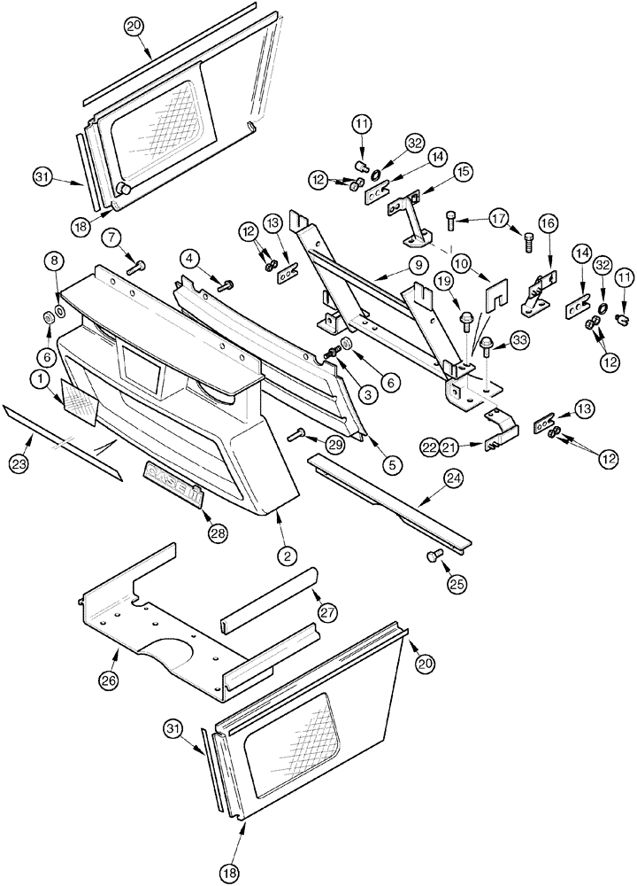 Схема запчастей Case IH C80 - (09-07) - FRONT GRILLE AND SIDE PANELS (09) - CHASSIS/ATTACHMENTS