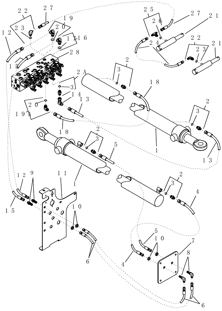 Схема запчастей Case IH 1200PT - (A.10.A[63]) - HYDRAULIC SYSTEM - TELESCOPING TONGUE (BSN CBJ022251) A - Distribution Systems