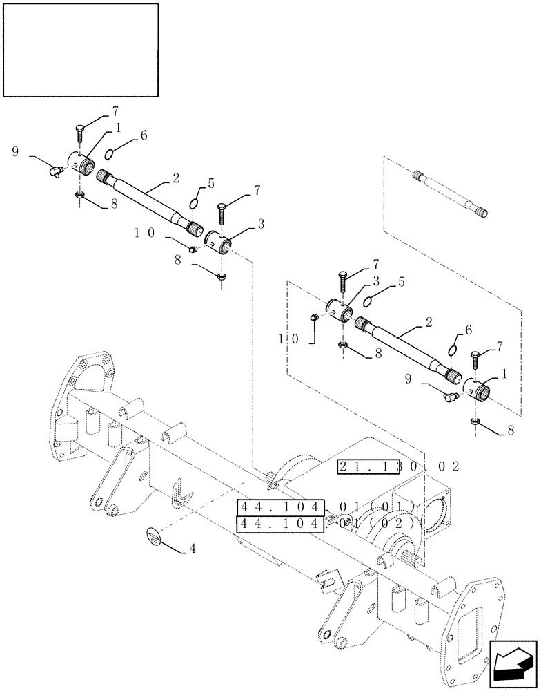 Схема запчастей Case IH 7010 - (44.151.08[01]) - HALF-SHAFTS WITHOUT EXTENSIONS - 7010 (44) - WHEELS