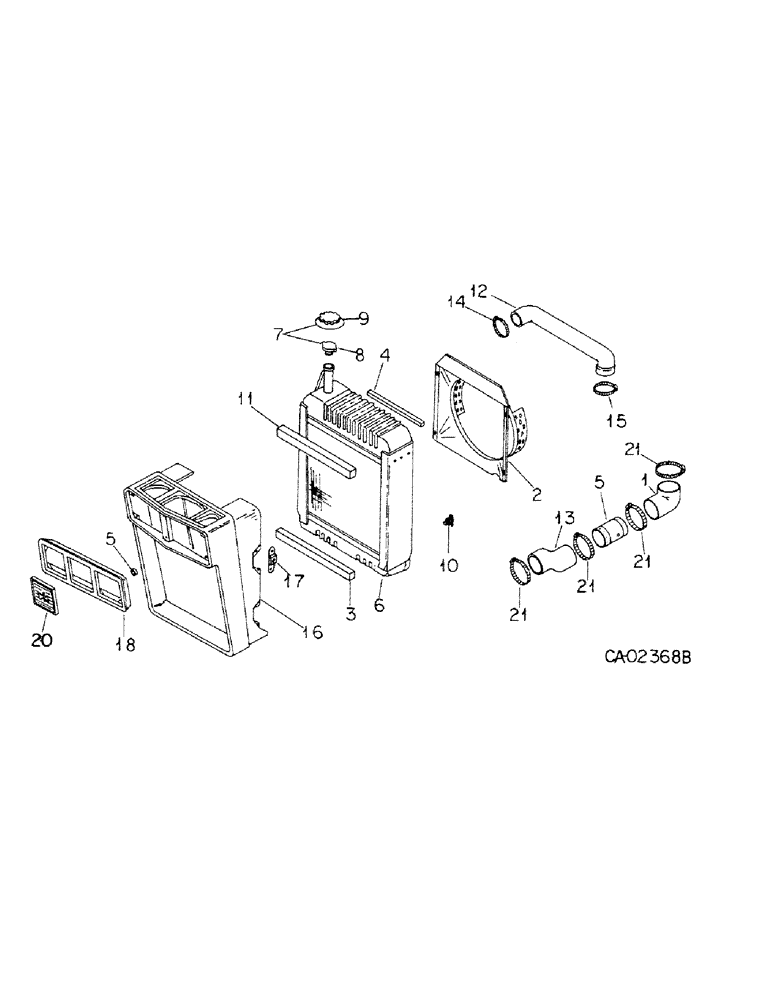 Схема запчастей Case IH 1468 - (06-12) - COOLING, RADIATOR AND CONNECTIONS, 1468 TRACTORS Cooling