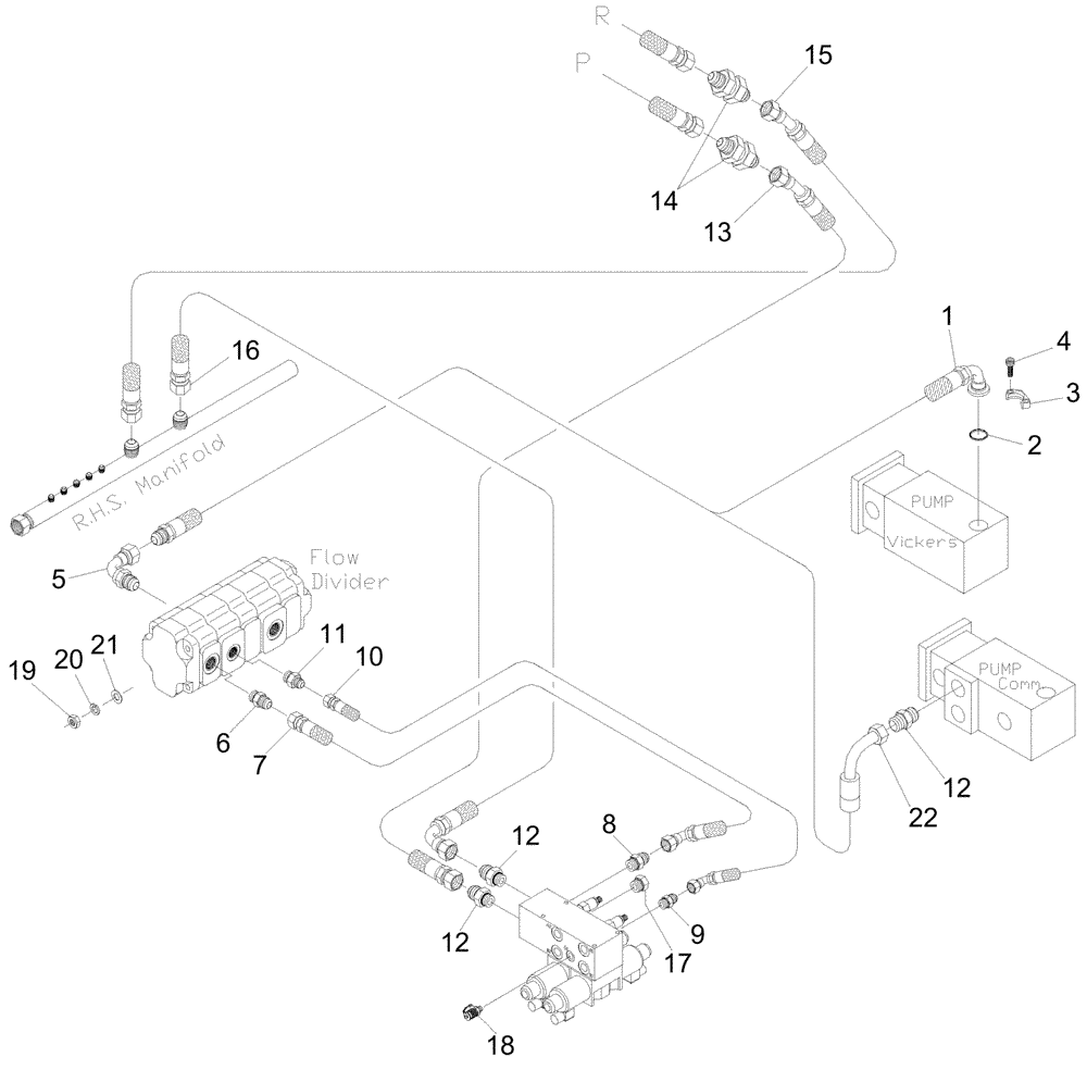 Схема запчастей Case IH A7000 - (B09.03[01]) - Hydraulic Circuit {Topper with Sidetrim} (07) - HYDRAULICS