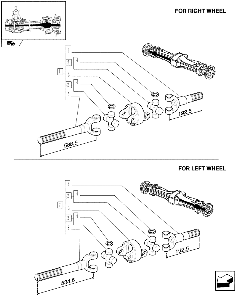 Схема запчастей Case IH FARMALL 65C - (1.40.0/10A) - 4WD FRONT AXLE - DIFFERENTIAL SHAFT - BREAKDOWN (04) - FRONT AXLE & STEERING