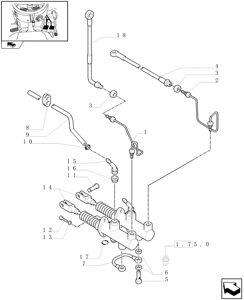 Схема запчастей Case IH FARMALL 75C - (1.92.68[02]) - BRAKE PEDALS (10) - OPERATORS PLATFORM/CAB