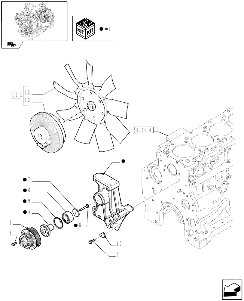 Схема запчастей Case IH PUMA 165 - (0.34.5) - FAN DRIVE (01) - ENGINE