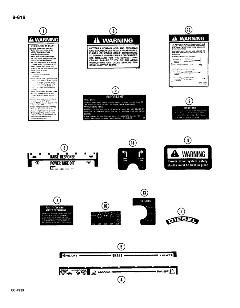 Схема запчастей Case IH 585 - (9-616) - DECALS (09) - CHASSIS/ATTACHMENTS