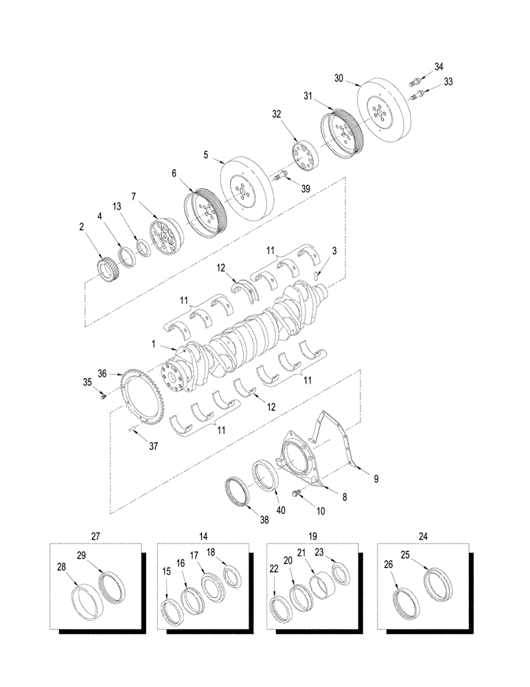 Схема запчастей Case IH STEIGER 330 - (02-22) - CRANKSHAFT (02) - ENGINE