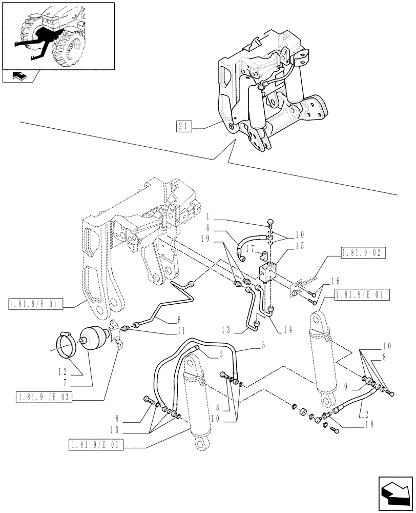 Схема запчастей Case IH PUMA 195 - (1.81.9/ E[02]) - LIFTER - BREAKDOWN (07) - HYDRAULIC SYSTEM