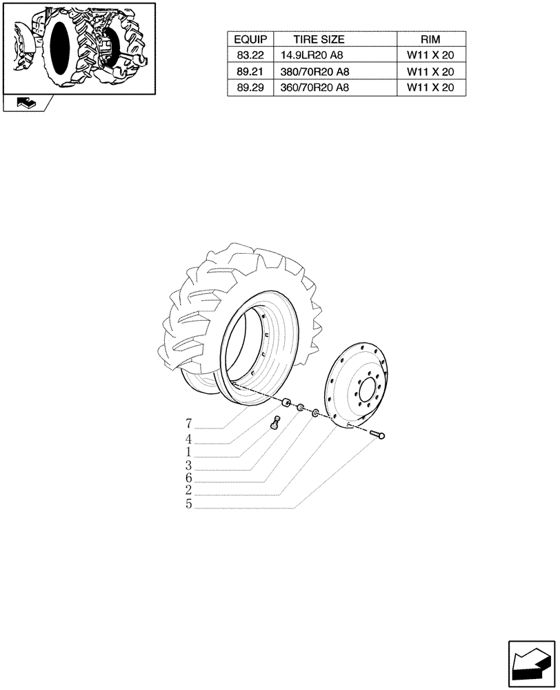 Схема запчастей Case IH FARMALL 95N - (83.00[05]) - DRIVE WHEELS (11) - WHEELS/TRACKS