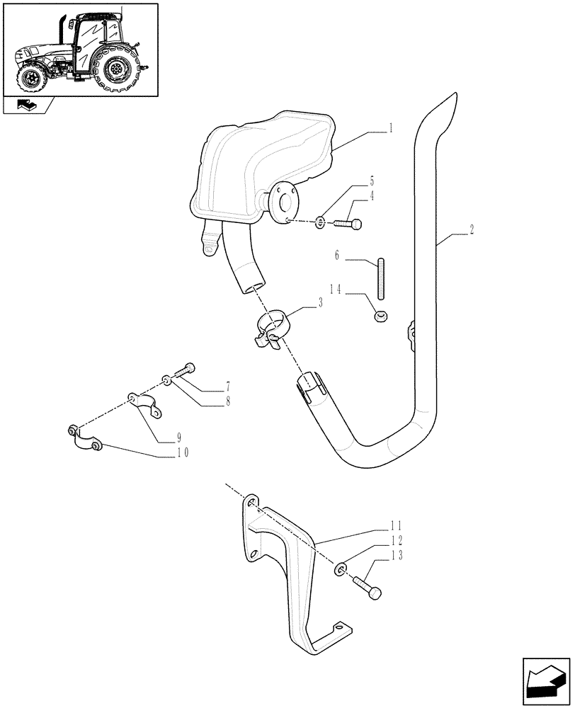 Схема запчастей Case IH FARMALL 85N - (1.15.1/04) - VERTICAL EXHAUST - W/CAB (VAR.330151) (02) - ENGINE EQUIPMENT