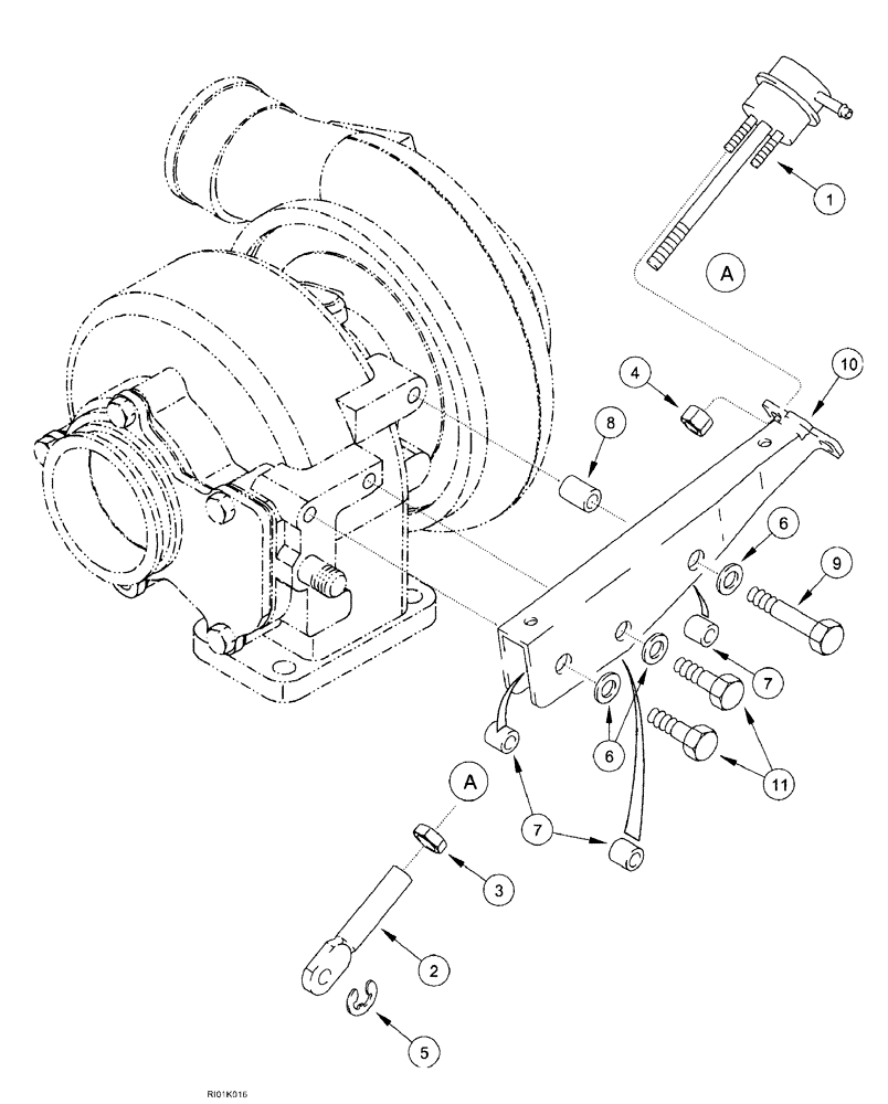 Схема запчастей Case IH SPX3185 - (03-020) - ENGINE - WASTEGATE ACTUATOR (01) - ENGINE