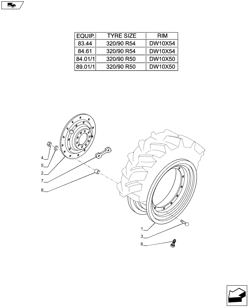 Схема запчастей Case IH PUMA 230 - (44.520.01[07]) - REAR WHEELS (44) - WHEELS