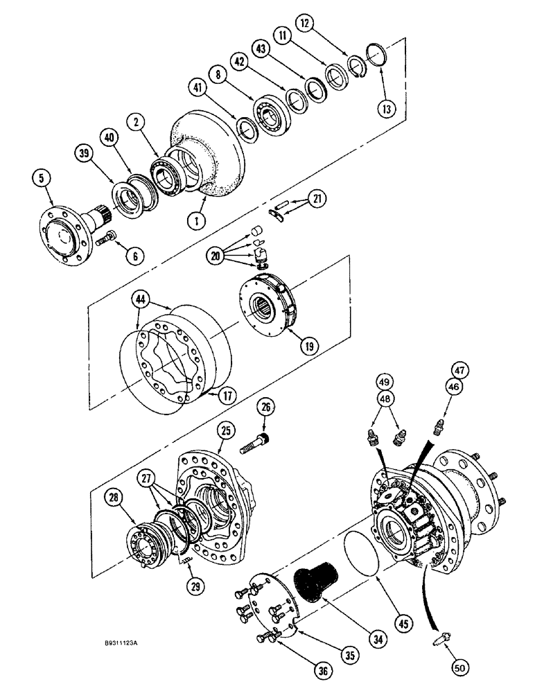 Схема запчастей Case IH 1644 - (5-42) - WHEEL DRIVE MOTOR, POWER GUIDE AXLE (04) - STEERING