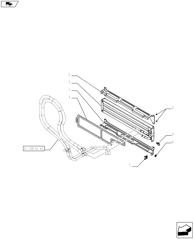 Схема запчастей Case IH FARMALL 75C - (21.109.01[01]) - OIL COOLER FOR POWER SHUTTLE TRANSMISSION - OIL COOLER (VAR.339823 / 743563) (21) - TRANSMISSION