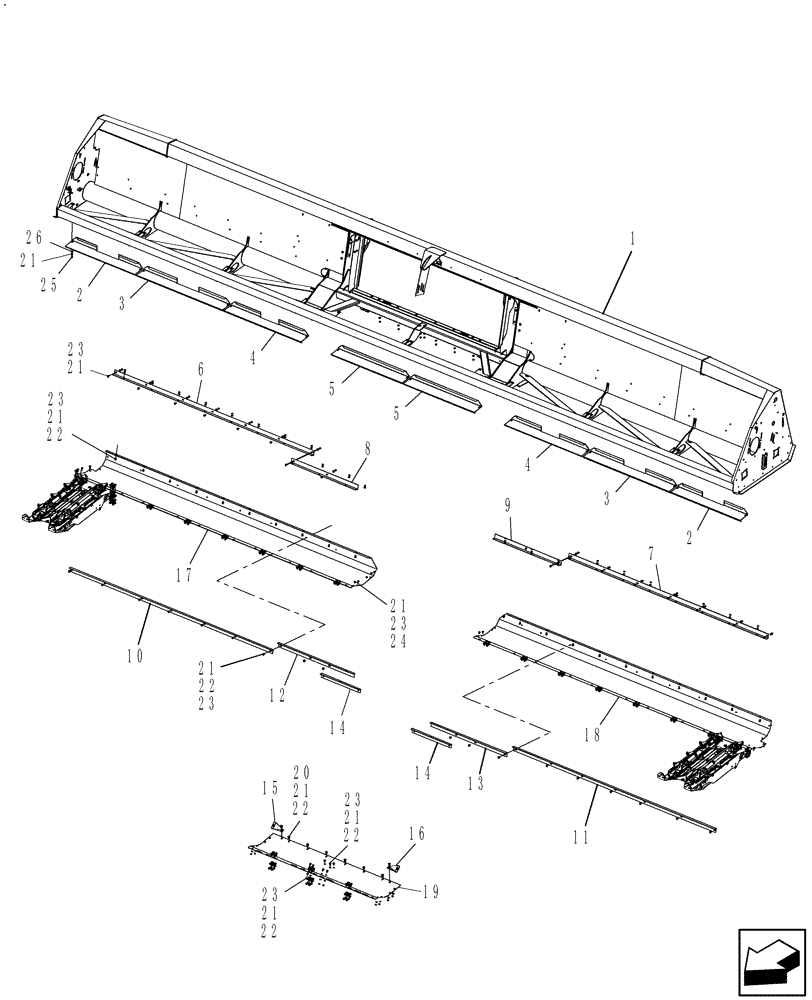 Схема запчастей Case IH 3418-20 - (20.12.01.03) - MAIN FRAME FLOORS, STRIPPERS & REAR PANELS, 18 ROW (58) - ATTACHMENTS/HEADERS