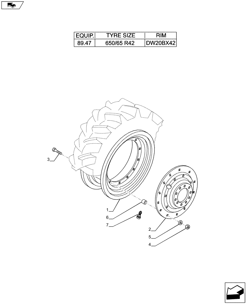 Схема запчастей Case IH PUMA 200 - (44.520.01[17]) - REAR WHEELS (44) - WHEELS