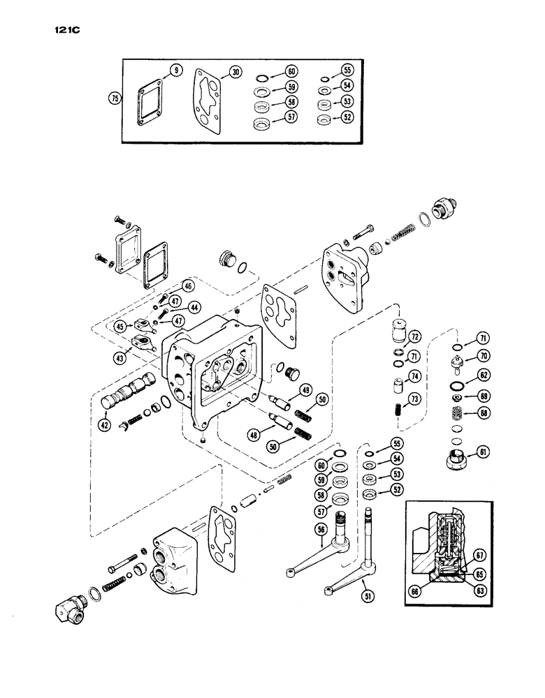 Схема запчастей Case IH 1030 - (121C) - A34699 AUXILIARY VALVE, CONTINUED, USED PRIOR TO TRANSMISSION SERIAL NUMBER 2219218 (06) - POWER TRAIN