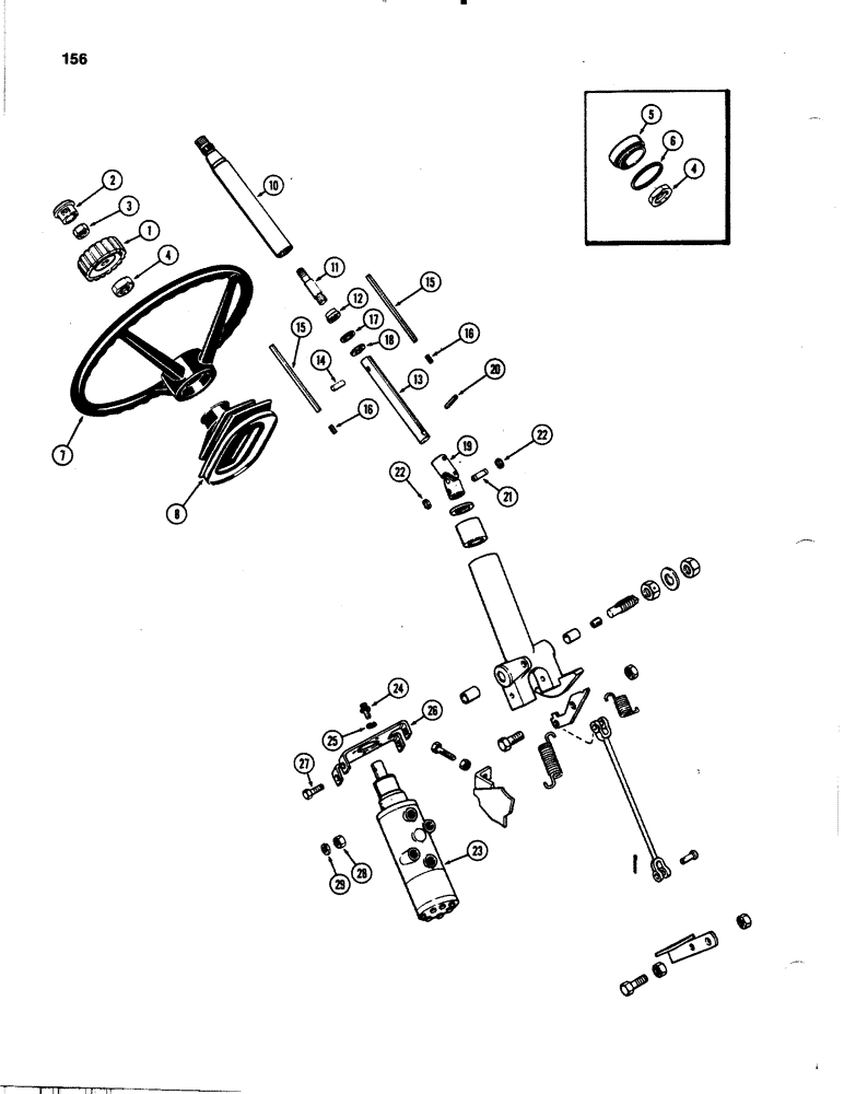 Схема запчастей Case IH 1070 - (0156) - ADJUSTABLE STEERING COLUMN, 1ST USED TRACTOR SERIAL NUMBER 8693001 (05) - STEERING