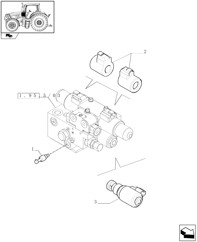 Схема запчастей Case IH PUMA 140 - (1.75.0/20) - AUTO GUIDANCE SYSTEM READY FOR ARMEST MOUNTED SCREEN - SOLENOID VALVES AND SENSOR (VAR.331077) (06) - ELECTRICAL SYSTEMS