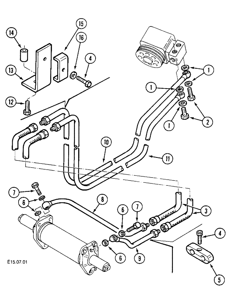 Схема запчастей Case IH 2140 - (5-18[B]) - STEERING PIPES, MFD, NARROW VERSION ONLY, VERSION WITH SINGLE PUMP, 2140 - P.I.N. CGC12136- (05) - STEERING