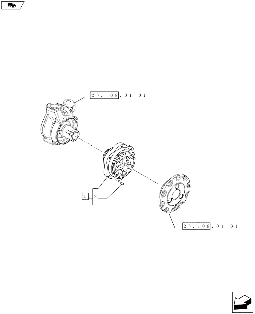 Схема запчастей Case IH FARMALL 75C - (25.108.01[04]) - 4WD FRONT AXLE - HUB (25) - FRONT AXLE SYSTEM