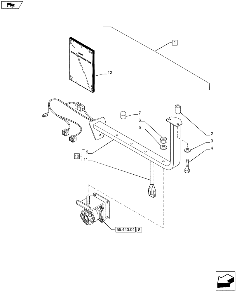 Схема запчастей Case IH PUMA 170 - (88.055.04) - DIA KIT - BALER BAR MOUNTING (88) - ACCESSORIES