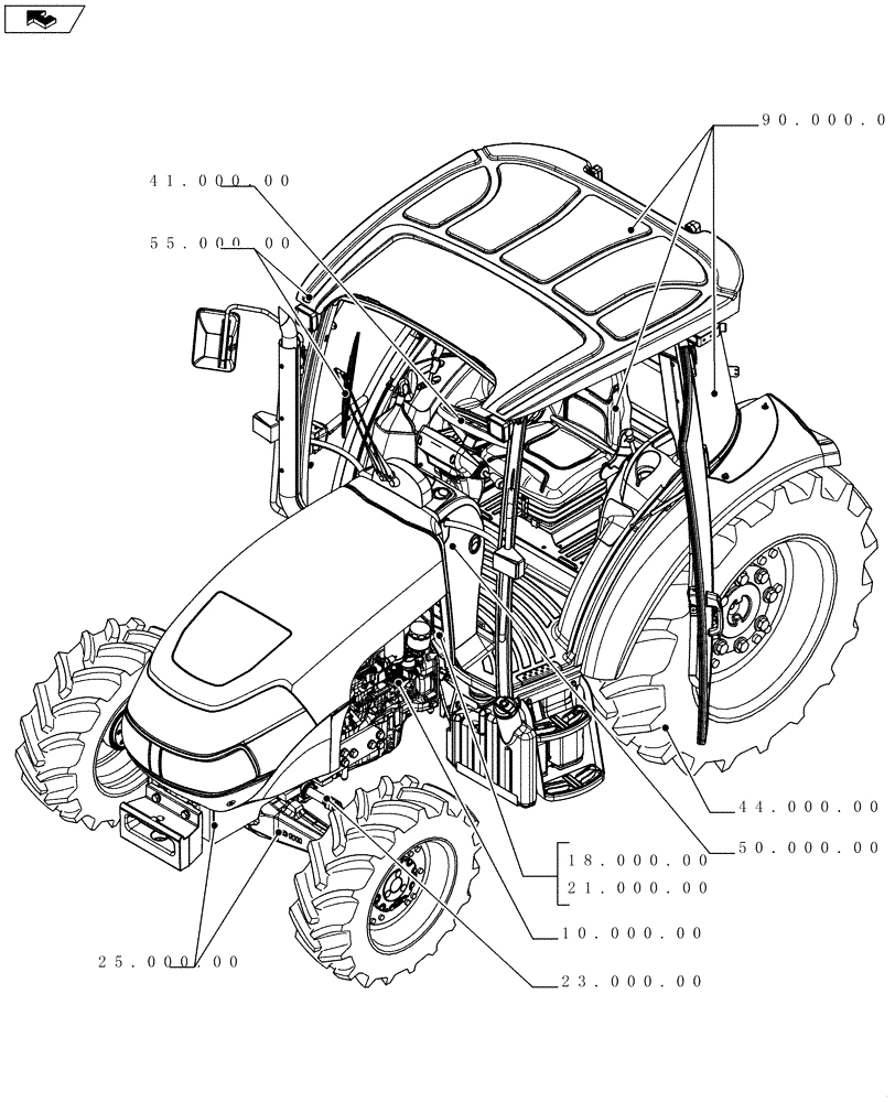 Схема запчастей Case IH FARMALL 65C - (00.000.00[01]) - MAIN SECTIONS (00) - GENERAL & PICTORIAL INDEX
