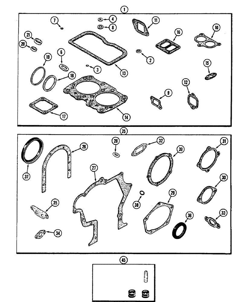 Схема запчастей Case IH 2290 - (2-050) - ENGINE GASKET KITS, 504BDT DIESEL ENGINE, VALVE GRIND (02) - ENGINE