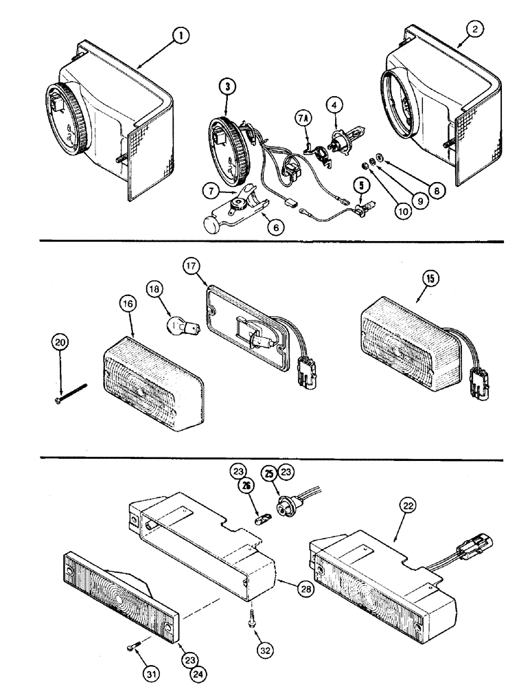 Схема запчастей Case IH 8910 - (4-038) - LAMP ASSEMBLIES (HEAD LAMP, FLASHER WARNING LAMP AND TAIL LAMP) (04) - ELECTRICAL SYSTEMS