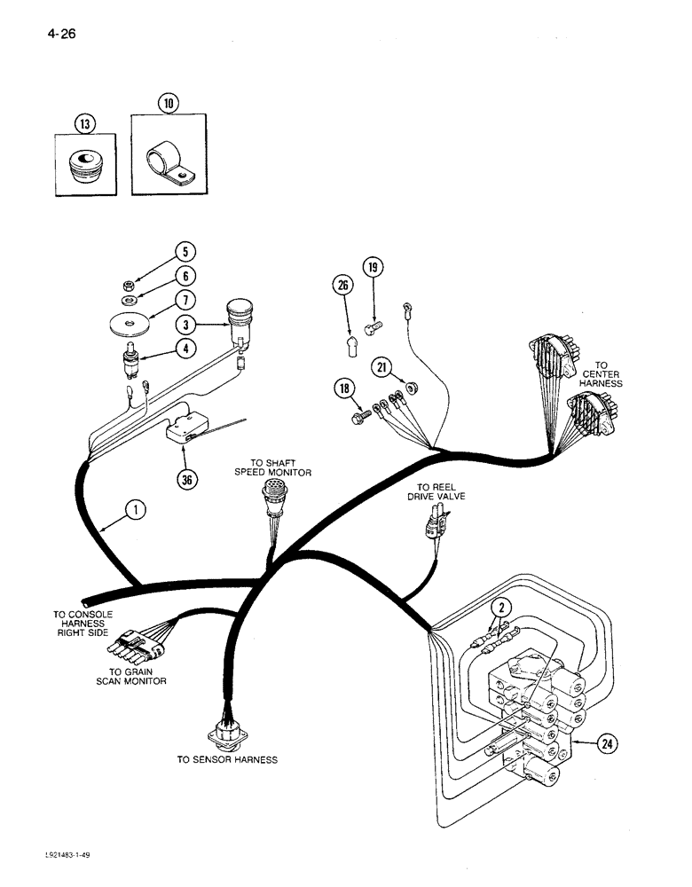 Схема запчастей Case IH 1680 - (4-026) - CONSOLE HARNESS, LEFT SIDE, P.I.N. JJC0117060 AND AFTER (06) - ELECTRICAL