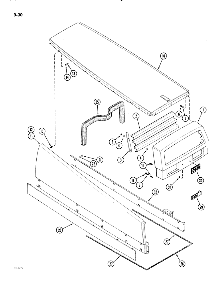 Схема запчастей Case IH 2096 - (9-030) - UPPER GRILLE, HOOD AND PANELS (09) - CHASSIS/ATTACHMENTS