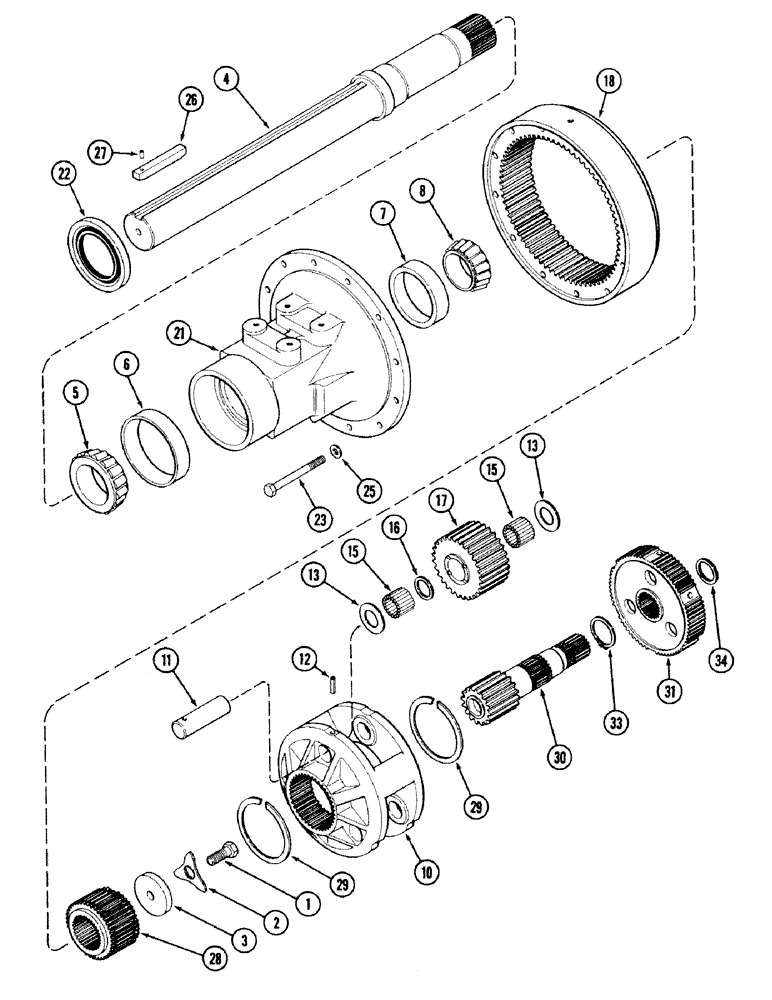 Схема запчастей Case IH 2594 - (6-068) - REAR AXLE, HOUSING AND PLANETARY GEARS, LONG AXLE, 120" TRANSMSSION SERIAL NO. 16260432 AND AFTER (06) - POWER TRAIN