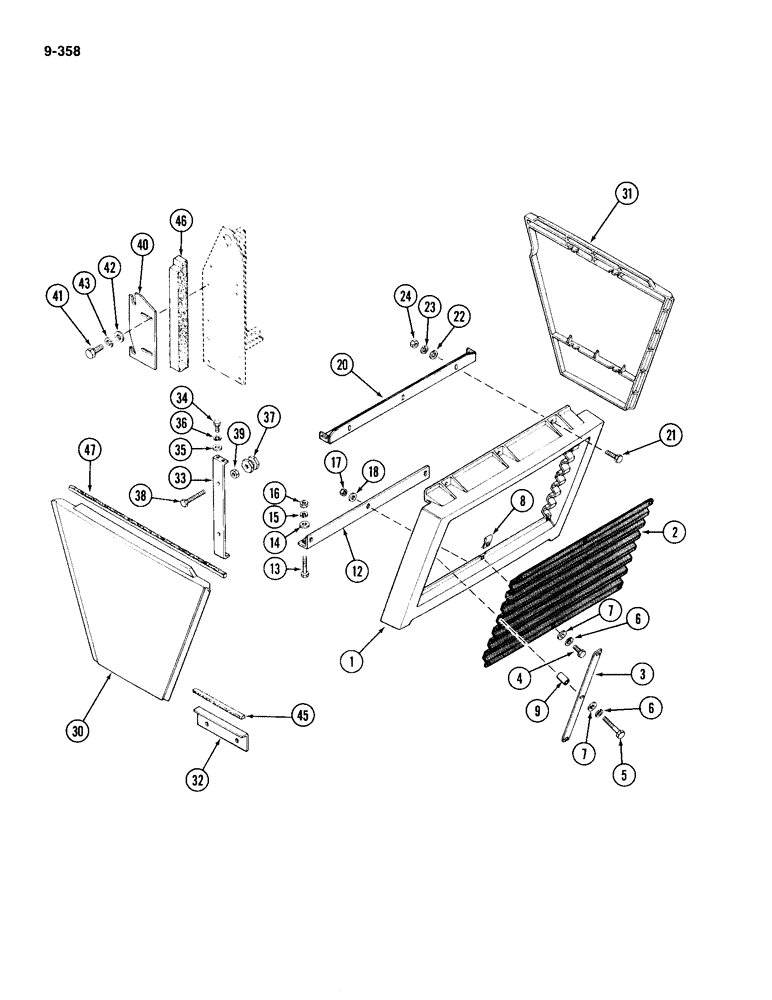 Схема запчастей Case IH 4490 - (9-358) - LOWER GRILLE AND SIDE PANELS (09) - CHASSIS/ATTACHMENTS