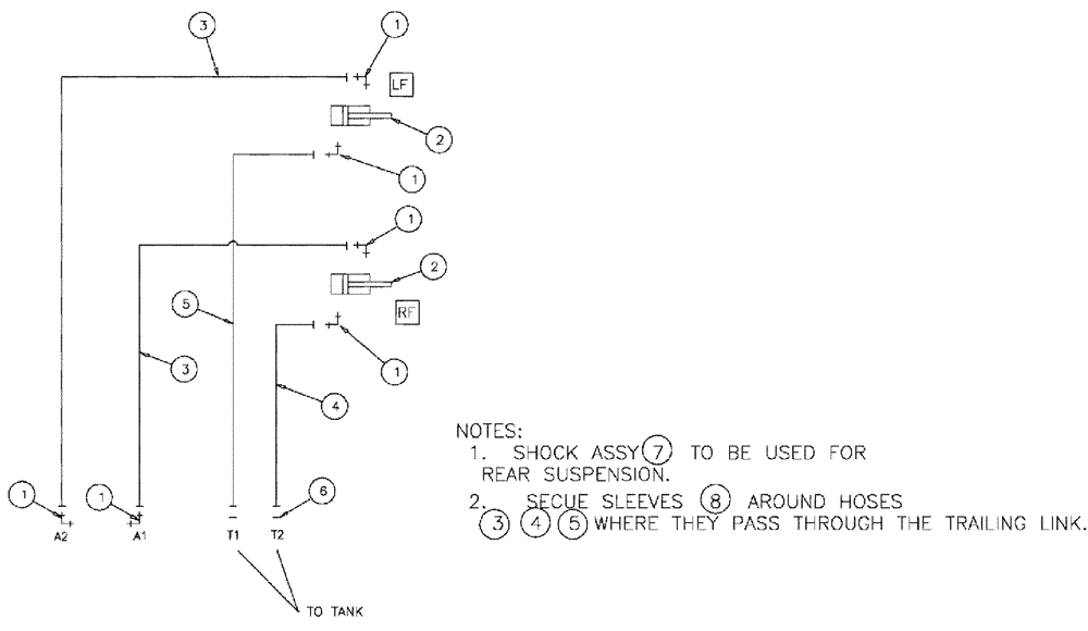 Схема запчастей Case IH SPX3310 - (06-014) - ACTIVE SUSPENSION GROUP Hydraulic Plumbing