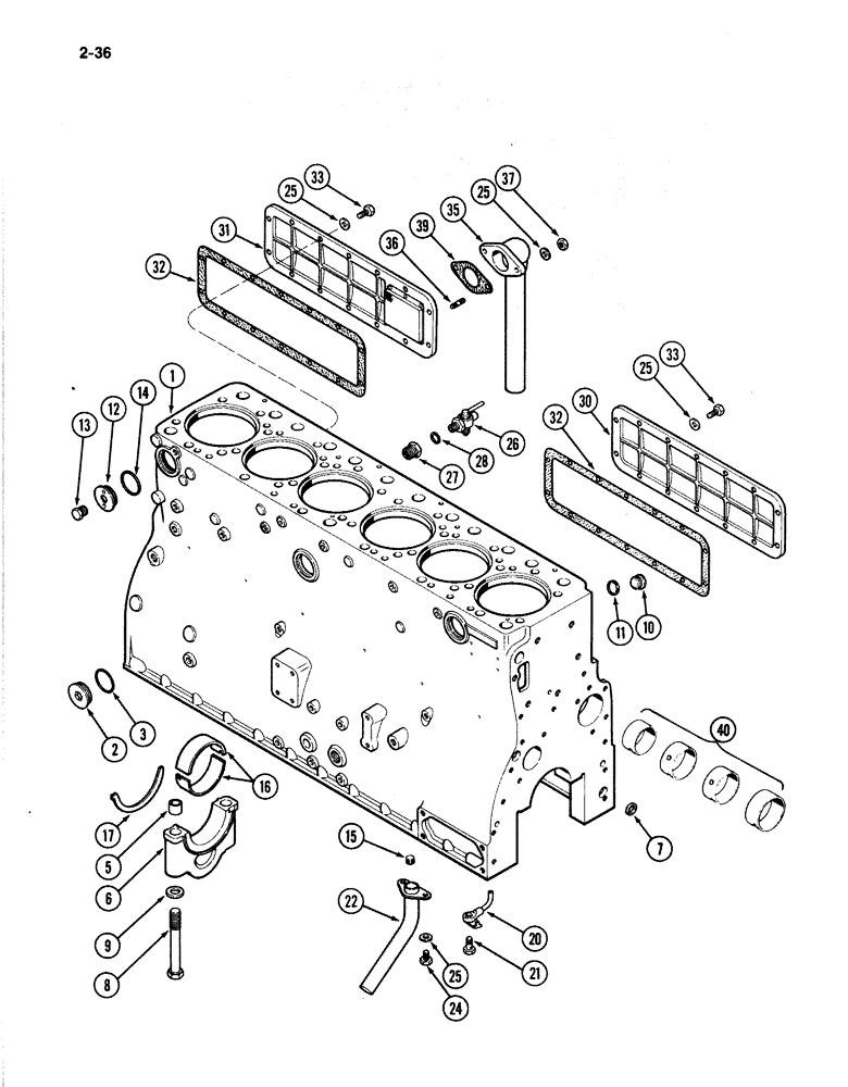 Схема запчастей Case IH 4894 - (2-36) - CYLINDER BLOCK 674 CUBIC INCH DIESEL ENGINE (02) - ENGINE